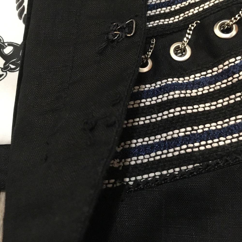 WHBM Black & Blue striped short sleeve jacket 4 - Picture 6 of 8